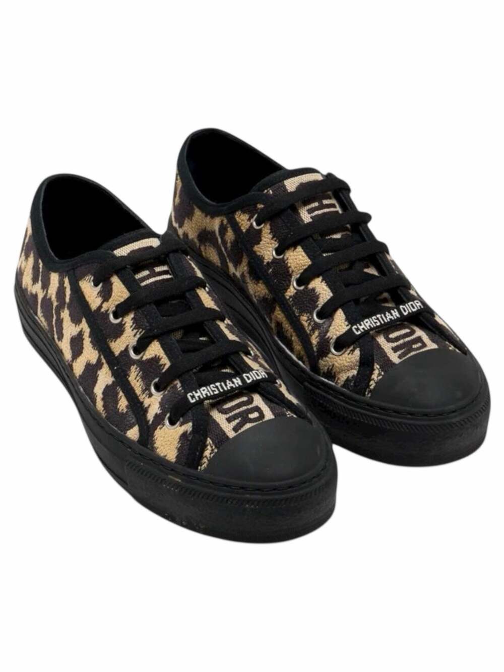 Christian Dior Walk'n'Dior Sneaker Dior Logo Leopard Print Brown Size 37
